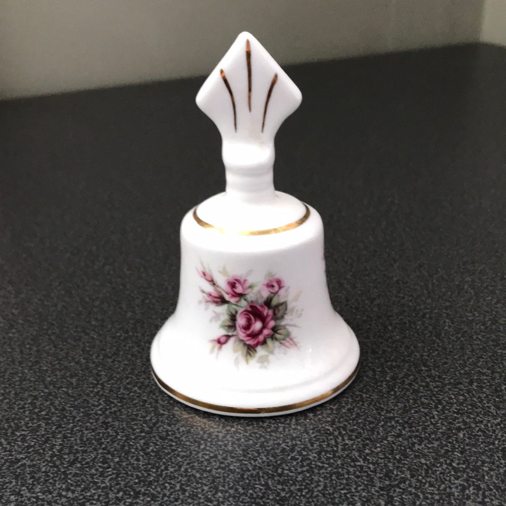 Harleigh Fine Bone China Dinner Bell Violet Colored Roses Collectible, England